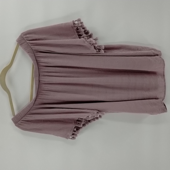 Knox Rose light purple embroidered front wide neck blouse size large textured - Picture 5 of 7
